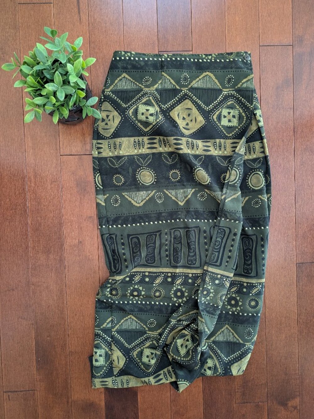 GREEN AZTEC VINTAGE VINTAGE Y2K MAXI WRAP SKIRT
